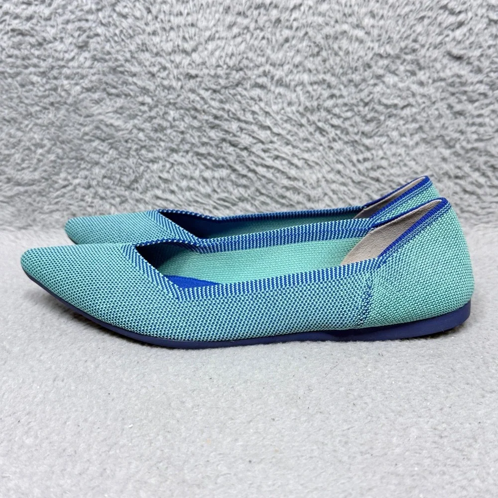 Rothy's The Point Womens Size 8.5‎ Slip On Ballet Flats Shoes Aquamarine Retired